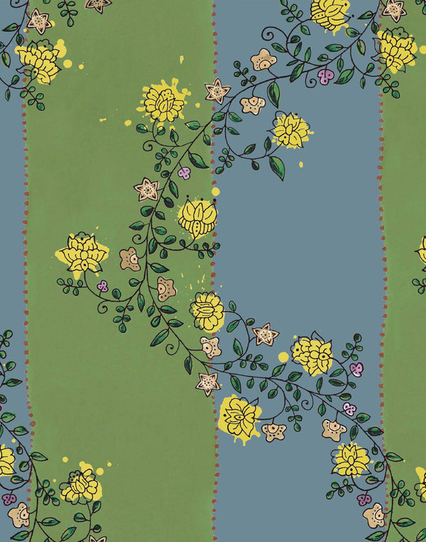 Vine Blots Artichoke & Dusty Blue | Franquemont London