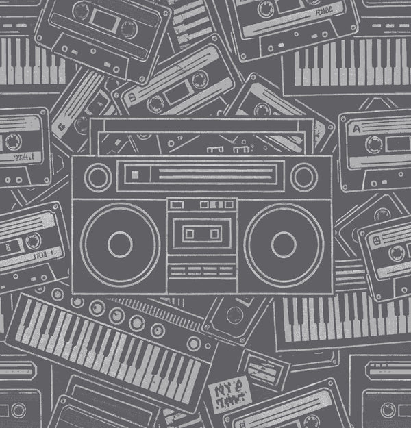 Voltage Ballroom - Gunmetal Fog - Whimsical Wallcoverings