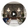 Vomera Midnight Travertine Faux Tile | Hollywood Wallcoverings Circular Swatch | Hollywood Wallcoverings