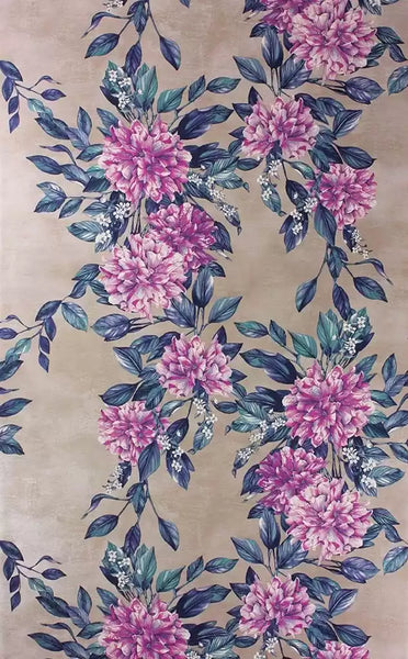 Rhodora rhododendron Floral Stripe Fuchsia Wallpaper | Osborne & Little Europe