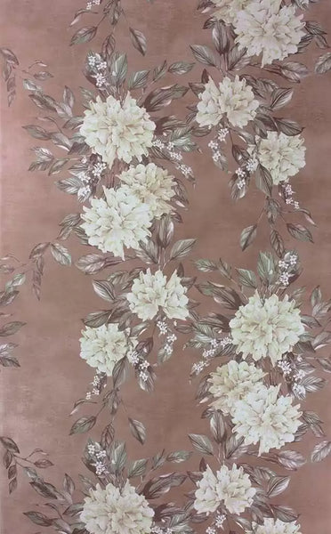 Rhodora rhododendron Floral Stripe  Wallpaper | Osborne & Little Europe