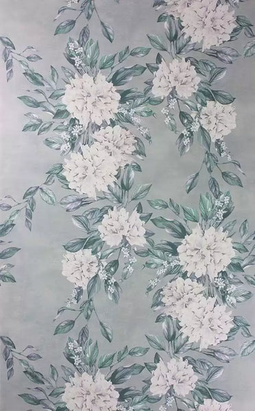 Rhodora rhododendron Floral Stripe  Wallpaper | Osborne & Little Europe