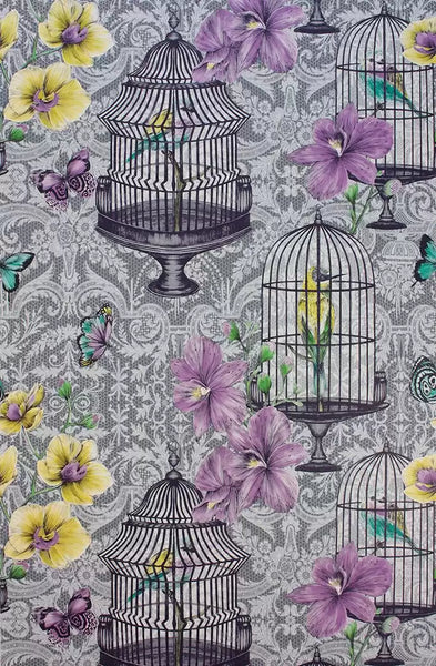 Orangery Birdcage Novelty Purple Wallpaper | Osborne & Little Europe
