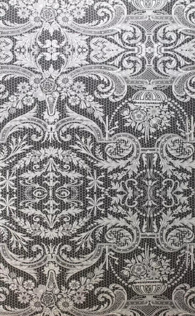Orangery Lace Damask Black White Wallpaper | Osborne & Little Europe