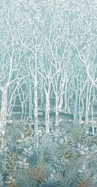 Sylvania Woodland Panel Blue Wallpaper | Osborne & Little Europe