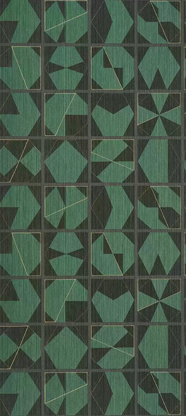Kutani Geometric Vinyl Green Wallpaper | Osborne & Little Europe