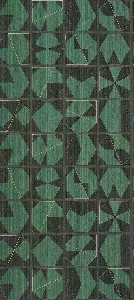Kutani Geometric Vinyl Green Wallpaper | Osborne & Little Europe