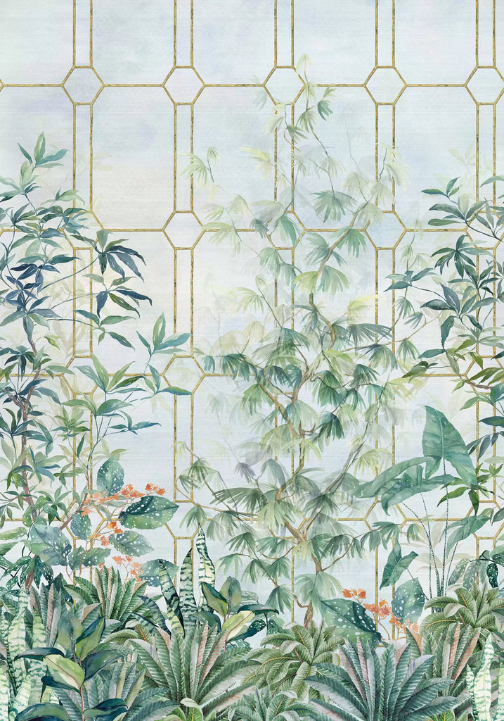 Katsura Panel Green Wallpaper | Osborne & Little Europe