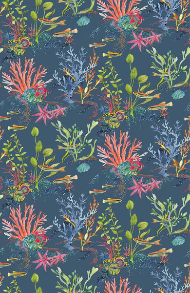Coralline Under Water Blue Wallpaper | Osborne & Little Europe