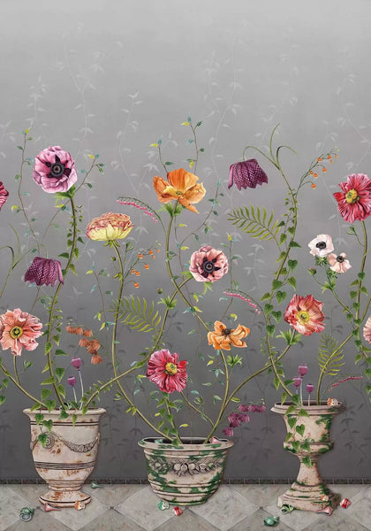 Lamorran Blooms Panel Taupe Wallpaper | Osborne & Little Europe