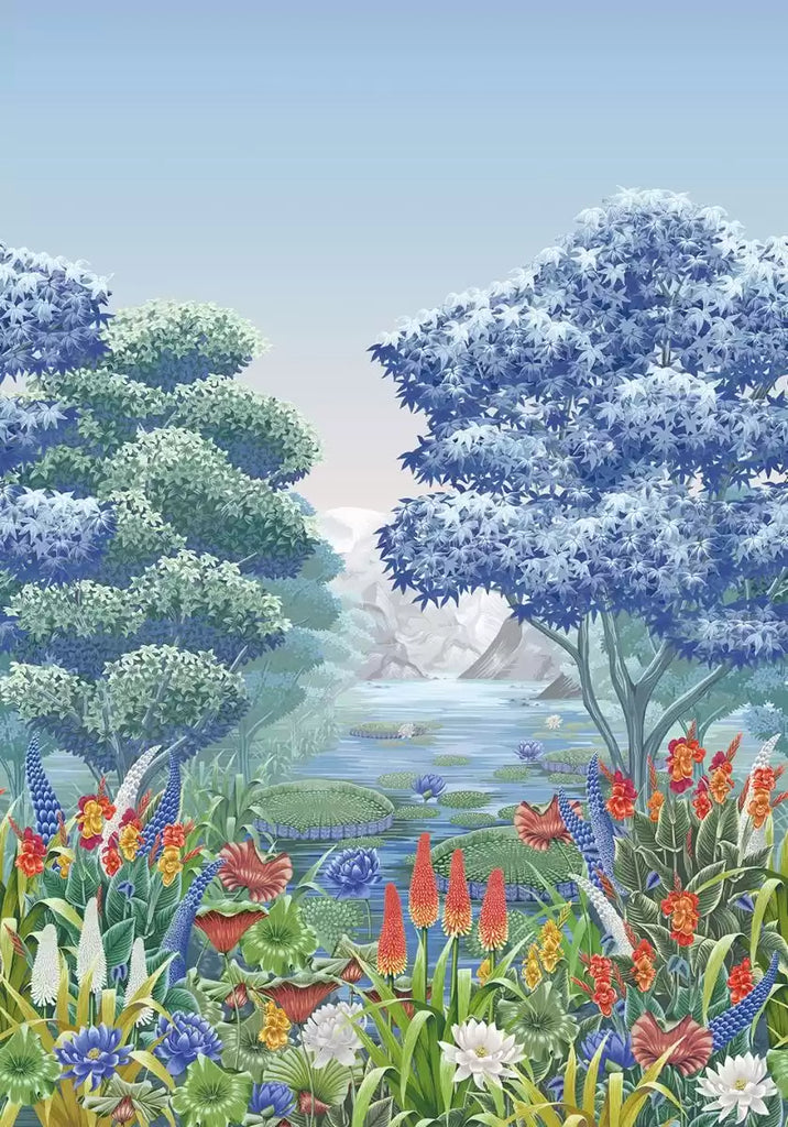 Elysium Mural Panel Blue | Osborne & Little Europe