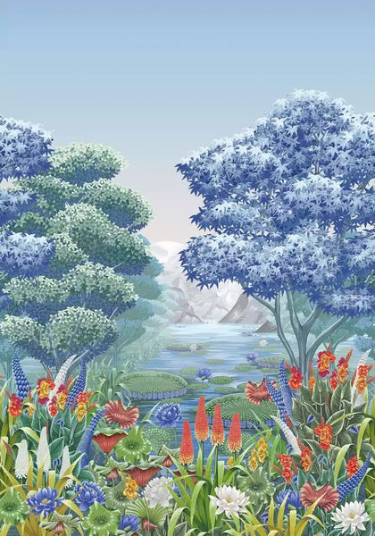 Elysium Mural Panel Blue Wallpaper | Osborne & Little Europe