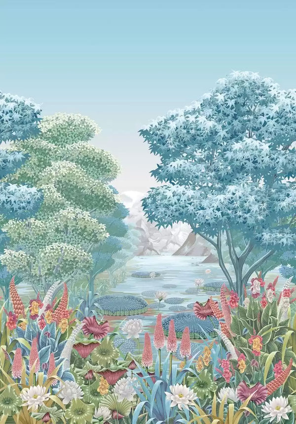 Elysium Mural Panel Aqua | Osborne & Little Europe