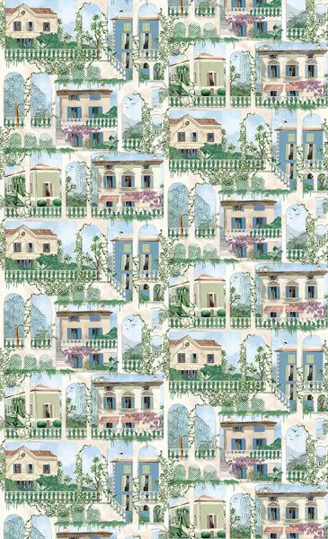 Villa Como Aqua Wallpaper | Osborne & Little Europe