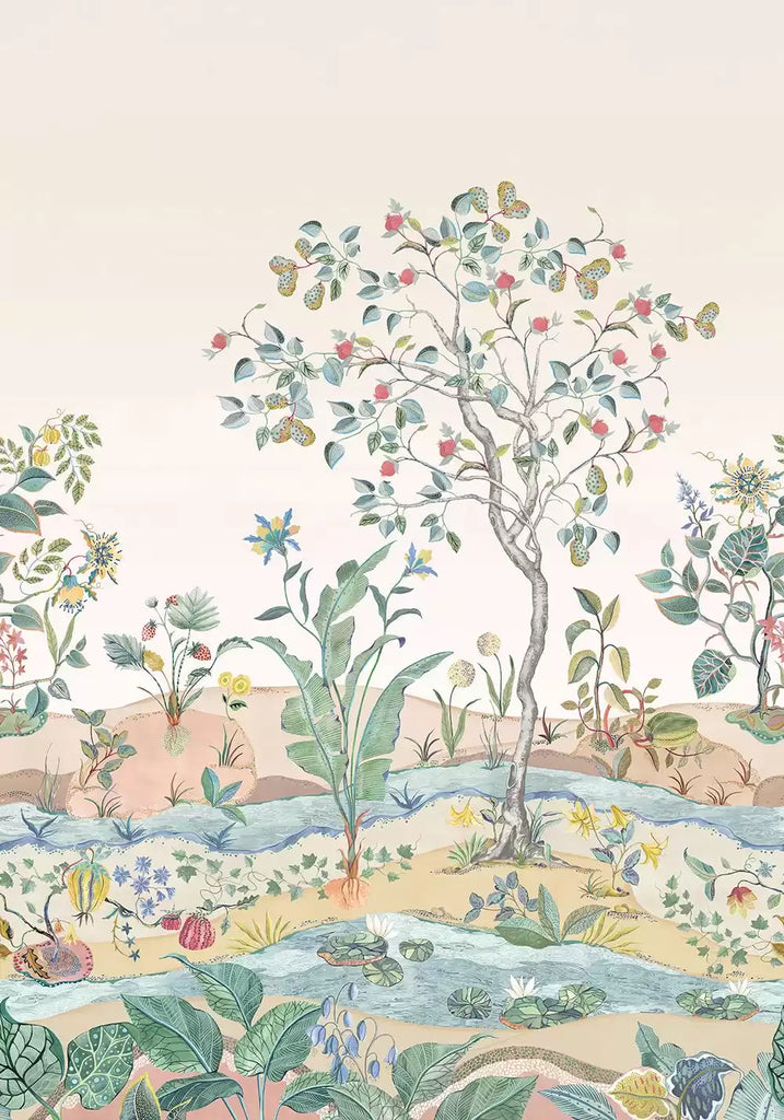 Mythica Botanical Mural Panel Cream Wallpaper | Osborne & Little Europe
