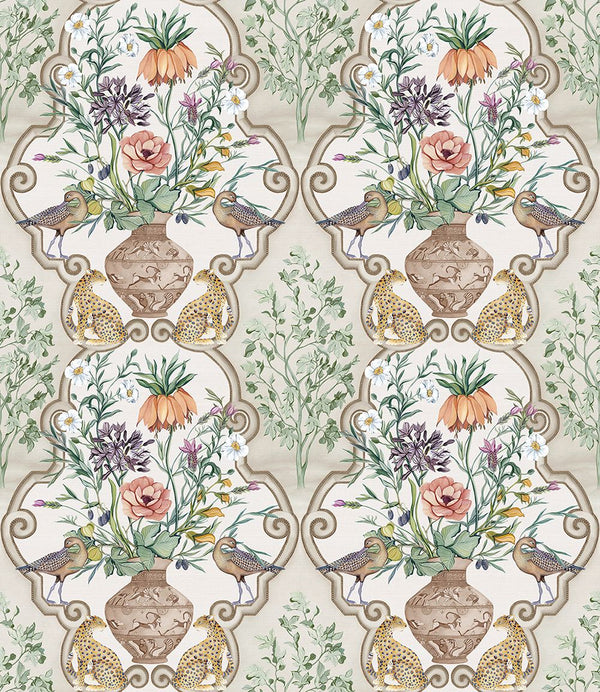Sundara Ogee Damask Linen Coral | Osborne & Little Europe