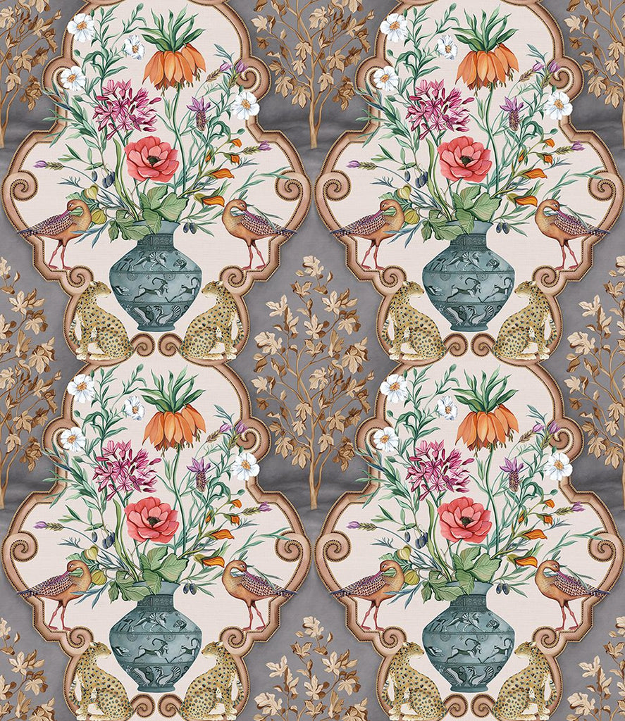 Hothouse Leaf Charcoal Chestnut Wallpaper | Osborne & Little Europe