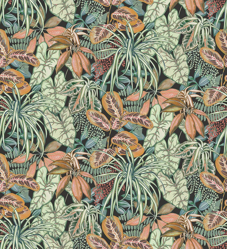 Hothouse Leaf Charcoal Pine Wallpaper | Osborne & Little Europe