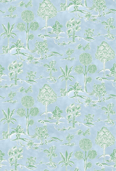 Karuna Toile Pastel Sky Leaf Wallpaper | Osborne & Little Europe