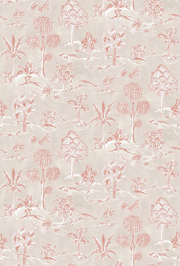 Karuna Toile Pastel Taupe Terracotta | Osborne & Little Europe