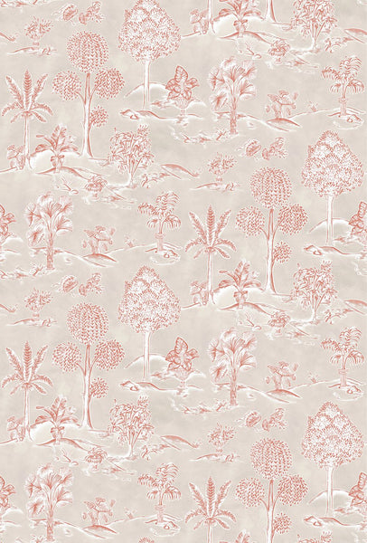 Karuna Toile Pastel Taupe Terracotta Wallpaper | Osborne & Little Europe