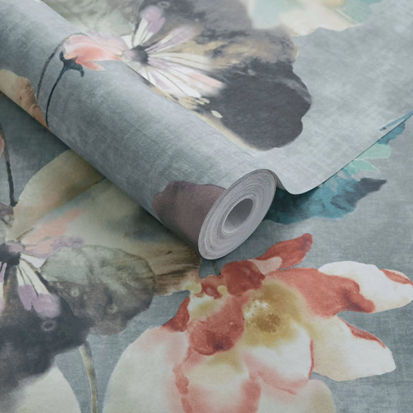 Water Lilies Mineral - Green Wallcovering | 1838 Wallcoverings