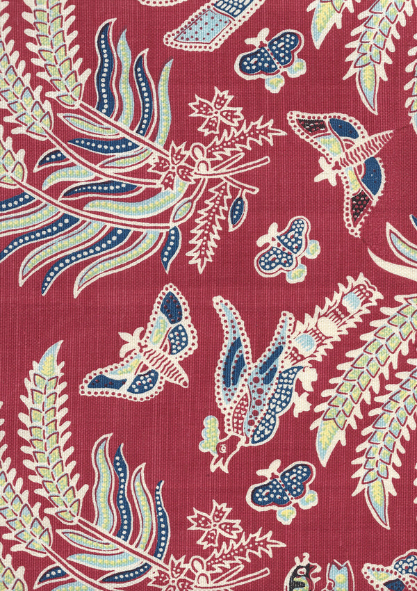 Malay Batik Watermelon Blue Screen Printed - White Fabric | China Seas