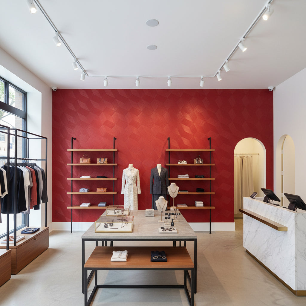 Moroccan Crimson Geometric Basketweave | Hollywood Wallcoverings