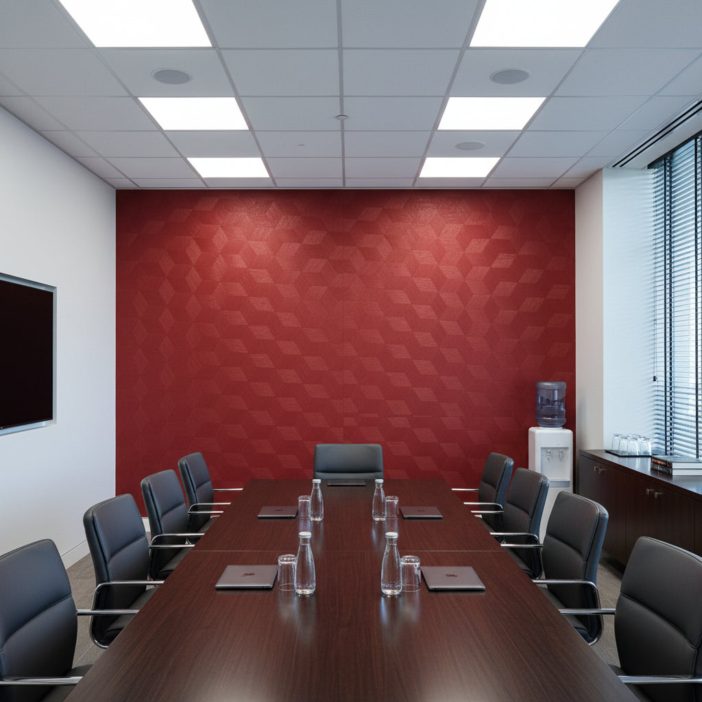 Moroccan Crimson Geometric Basketweave | Hollywood Wallcoverings
