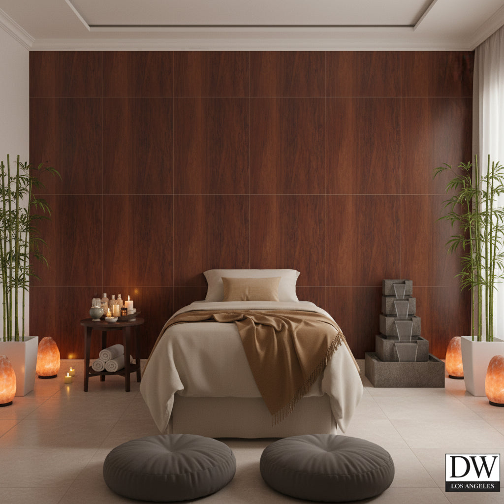 Biscay Bay Warm Mahogany Wood Grain | Hollywood Wallcoverings