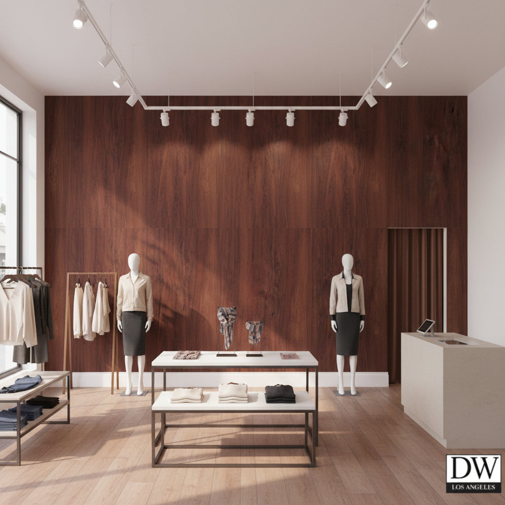 Biscay Bay Warm Mahogany Wood Grain | Hollywood Wallcoverings