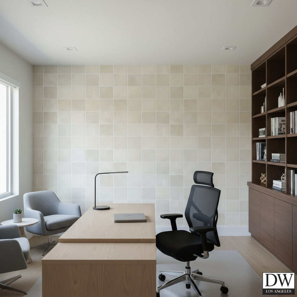 Vomera Cream Faux Tile | Hollywood Wallcoverings