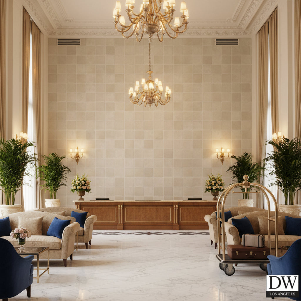 Vomera Cream Faux Tile | Hollywood Wallcoverings