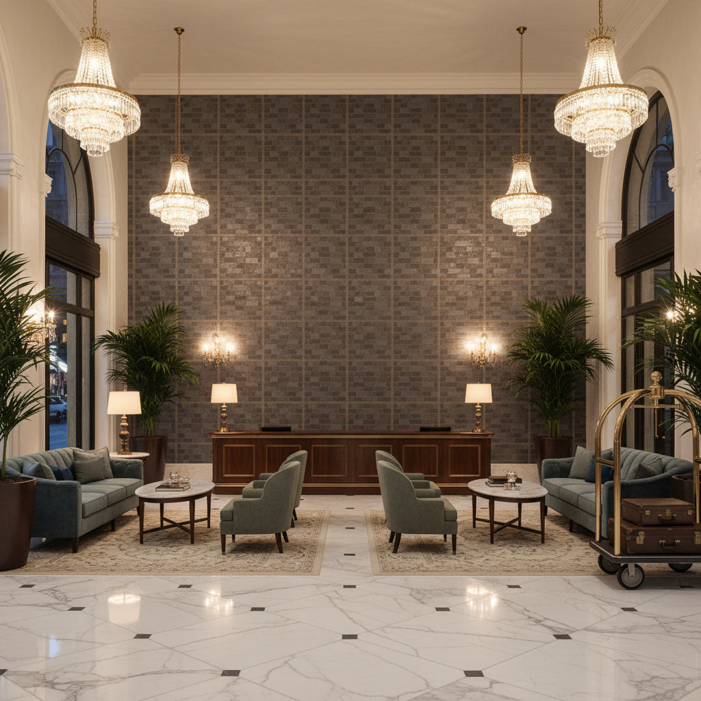 Vomera Greystone Faux Tile | Hollywood Wallcoverings