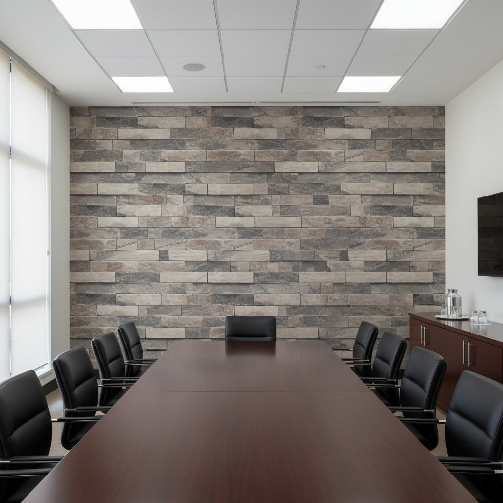 Vomera Aged Travertine Faux Tile | Hollywood Wallcoverings