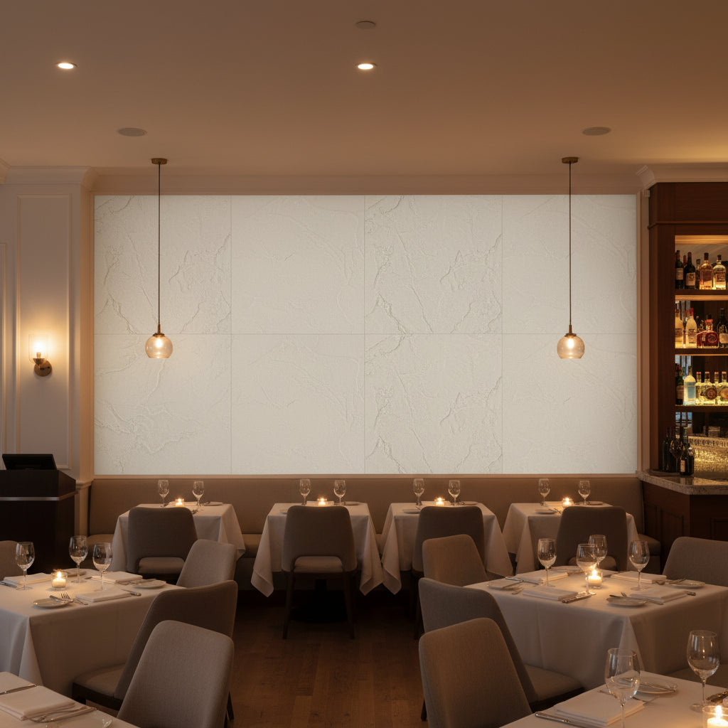 Vomera Snow White Faux Travertine | Hollywood Wallcoverings