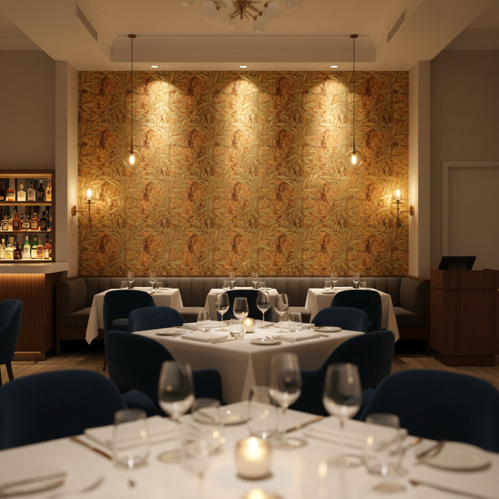 Labasa Gold Bamboo Over Stone | Hollywood Wallcoverings