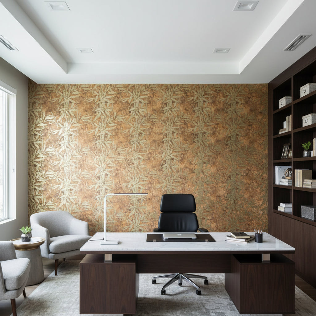 Labasa Gold Bamboo Over Stone | Hollywood Wallcoverings