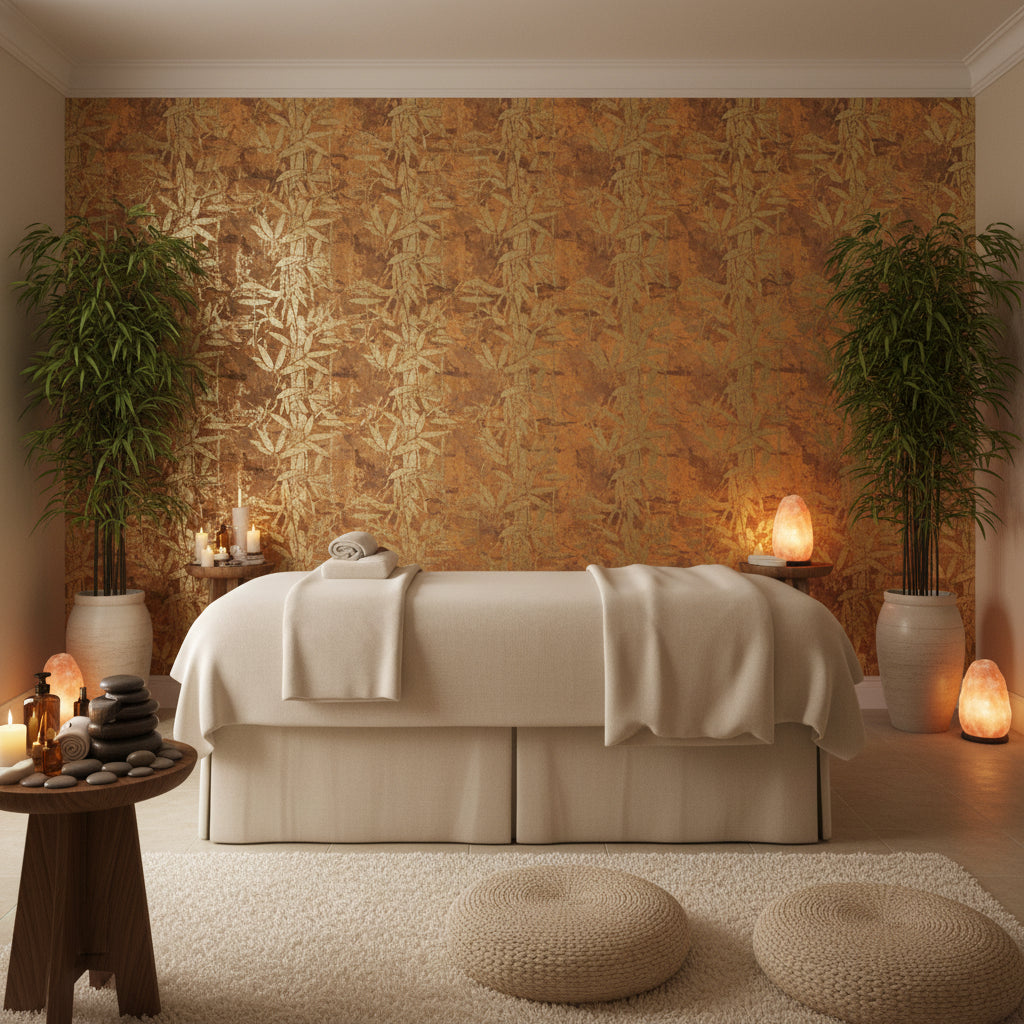 Labasa Gold Bamboo Over Stone | Hollywood Wallcoverings
