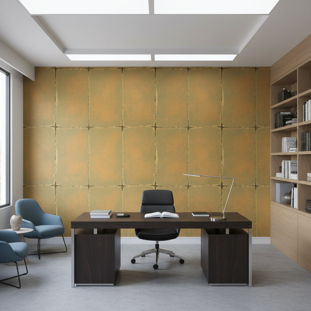 Moroccan Gold Shimmer Faux Tile | Hollywood Wallcoverings