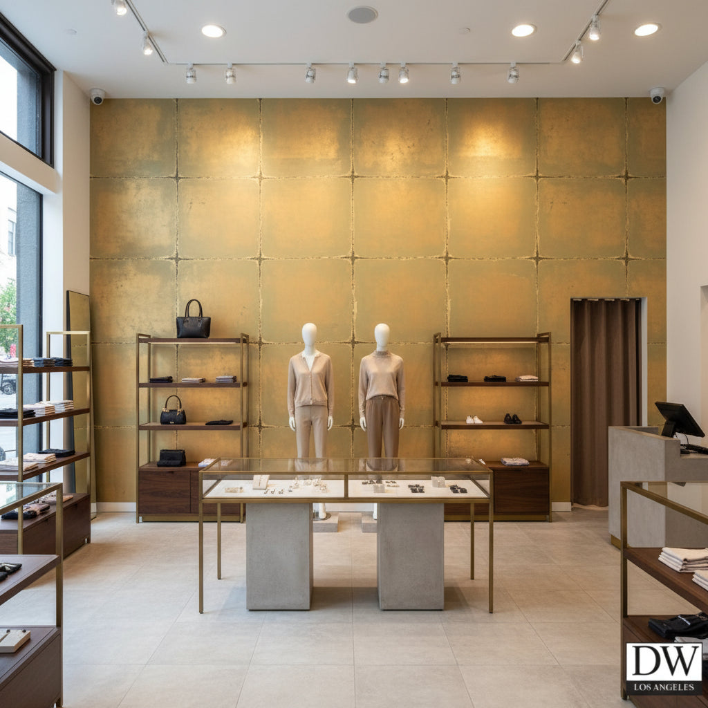 Moroccan Gold Shimmer Faux Tile | Hollywood Wallcoverings