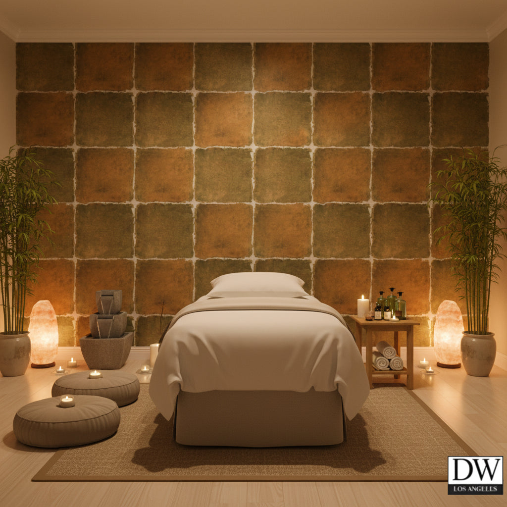 Moroccan Pearlescent Faux Tile | Hollywood Wallcoverings