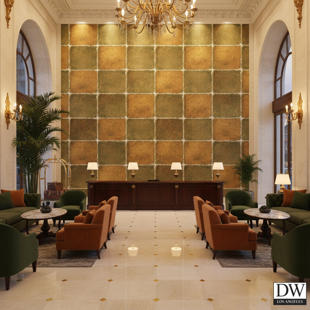 Moroccan Pearlescent Faux Tile | Hollywood Wallcoverings