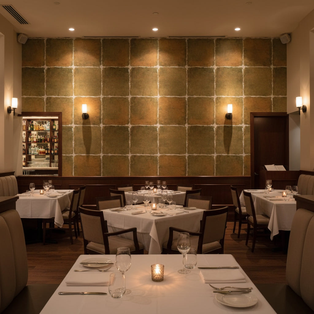 Moroccan Pearlescent Faux Tile | Hollywood Wallcoverings