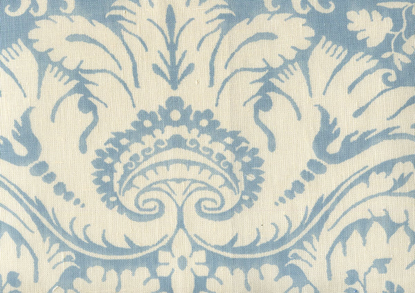 Borghese Background, Wedgewood Blue on Taj Ecru Wallcoverings | Quadrille