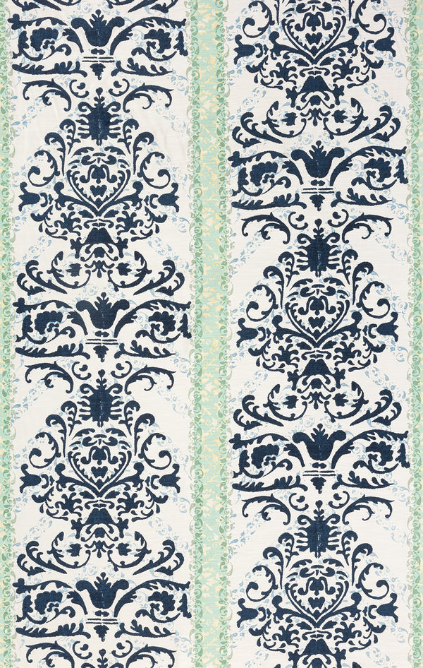 Tropical Damask, Westover on Dark Blues Greens | Quadrille