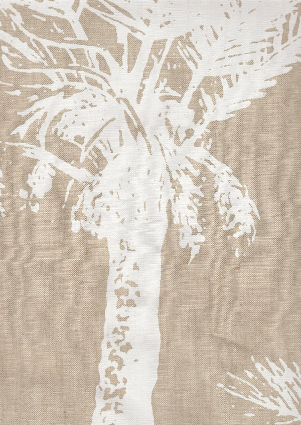 Palm Grove White on Oatmeal Screen Printed - White Fabric | China Seas