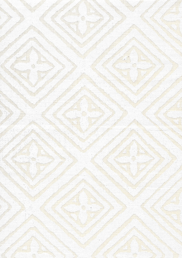 Fiorentina White on Tint Screen Printed - Taupe Fabric | China Seas