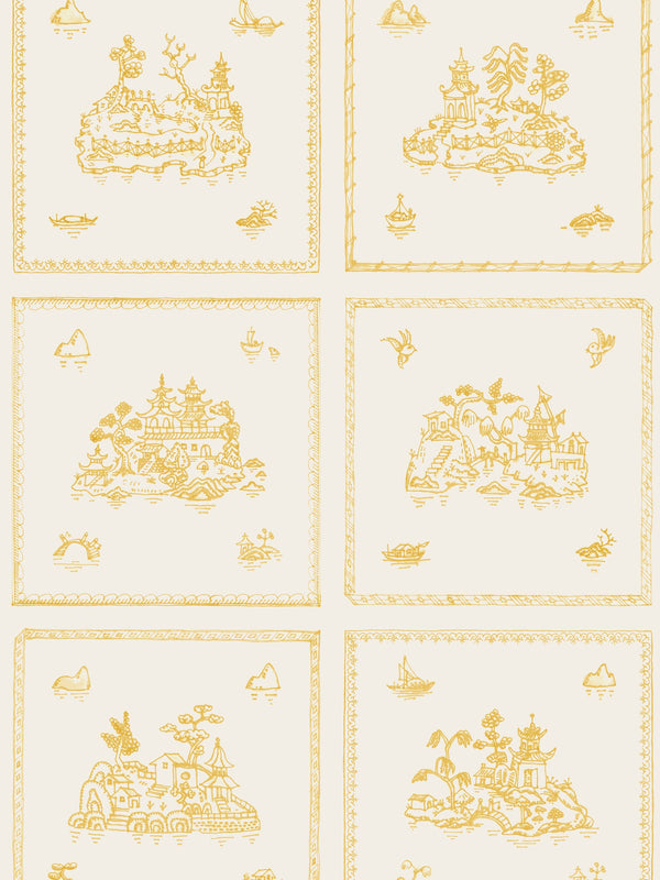 Willow Large, Ochre Wallcovering | FallingStar Studio