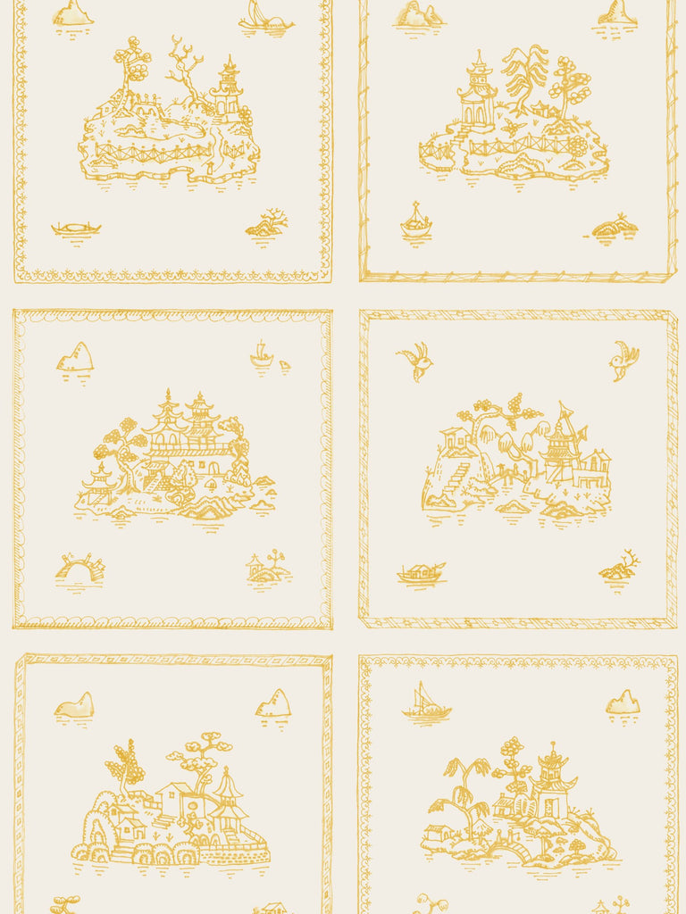 Willow Large, Ochre Wallcovering | FallingStar Studio
